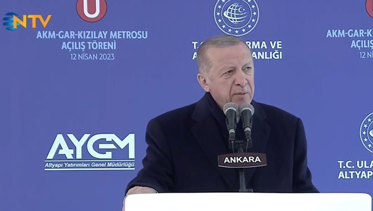 Cumhurbaşkanı Erdoğan, AKM-Gar-Kızılay Metro Hattı'nın açılışında konuşuyor